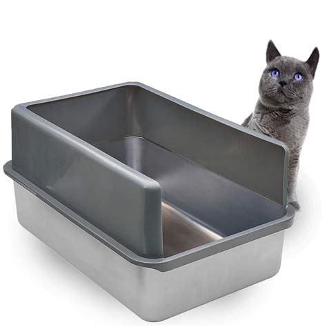 Stainless steel litter box with lid - Cat Litter Box with Lid, Cat Toilet, Double Door Enclosed Large Space Litter Pan, Cat Potty for Growing Cats with Scooper , Black ... Cat Stainless Steel Large Open ... 